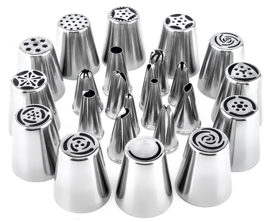 One-and-Only Cake Decorating Tip Set with Both Russian Piping Tips & Standard Cake Tips (12 Each), Perfect for... N3