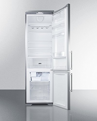 Built-in European counter depth bottom freezer refrigerator with stainless steel doors, platinum cabinet, icemaker...