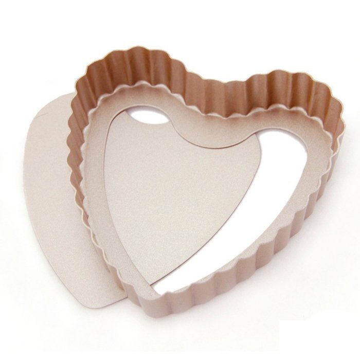 Yiiho&reg; 4 Inch Nonstick Quiche Tart Pan Carbon Steel with Removable Bottom (Pack of 6, Heart Shape) N6
