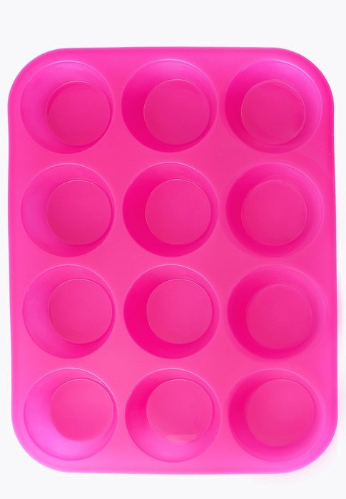 Silicone Muffin & Cupcake Pan - 12 Cups Pink Mold & Baking Tray- Reusable, Non-Stick Bakeware - Heat Resistant... N16