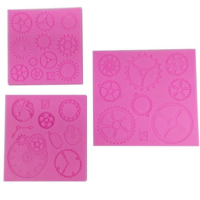 Funshowcase Steampunk Clock and Watch Wheel Cogs Gears Collection Candy Silicone Mold for Sugarcraft, Cake Decoration...