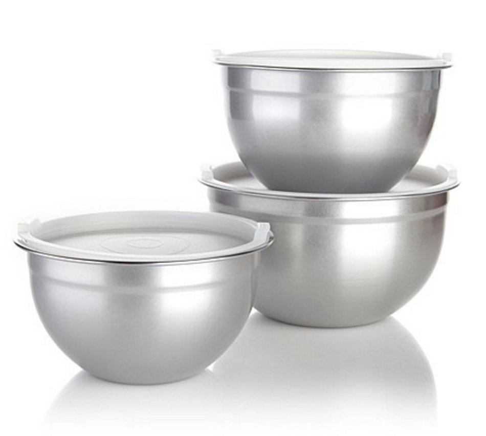 Ming Tsai 6-piece Metallic Prep Bowl and Storage Set ~PLATINUM SILVER