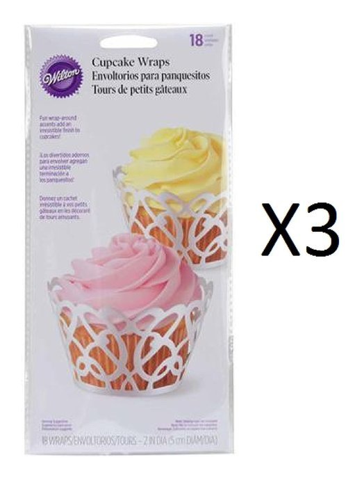 Bulk Buy: Wilton Cupcake Wrap 18/Pkg Pearl White Swirls (3-Pack)