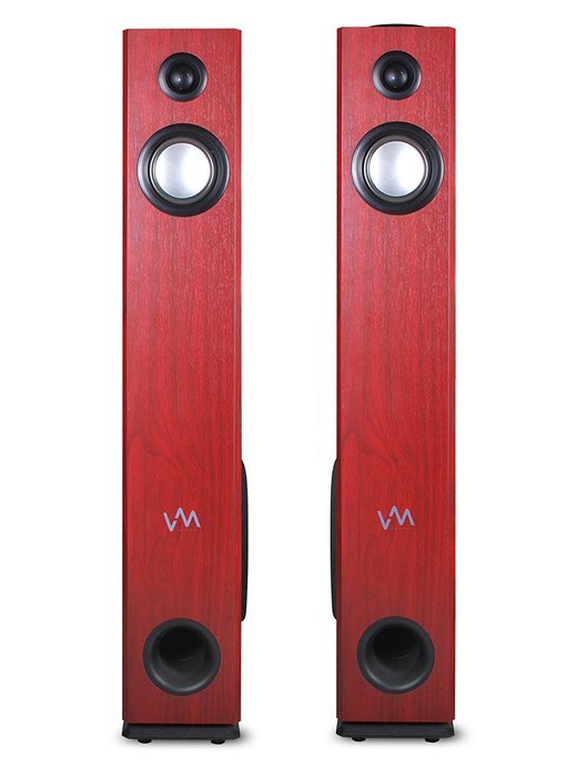 VM Audio EXAT10 Cherry/Black Floorstanding Powered Bluetooth Tower Speakers Pair N7