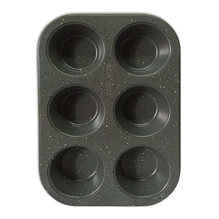 casaWare Toaster Oven 6 Cup Muffin Pan NonStick Ceramic Coated (Silver Granite) N2