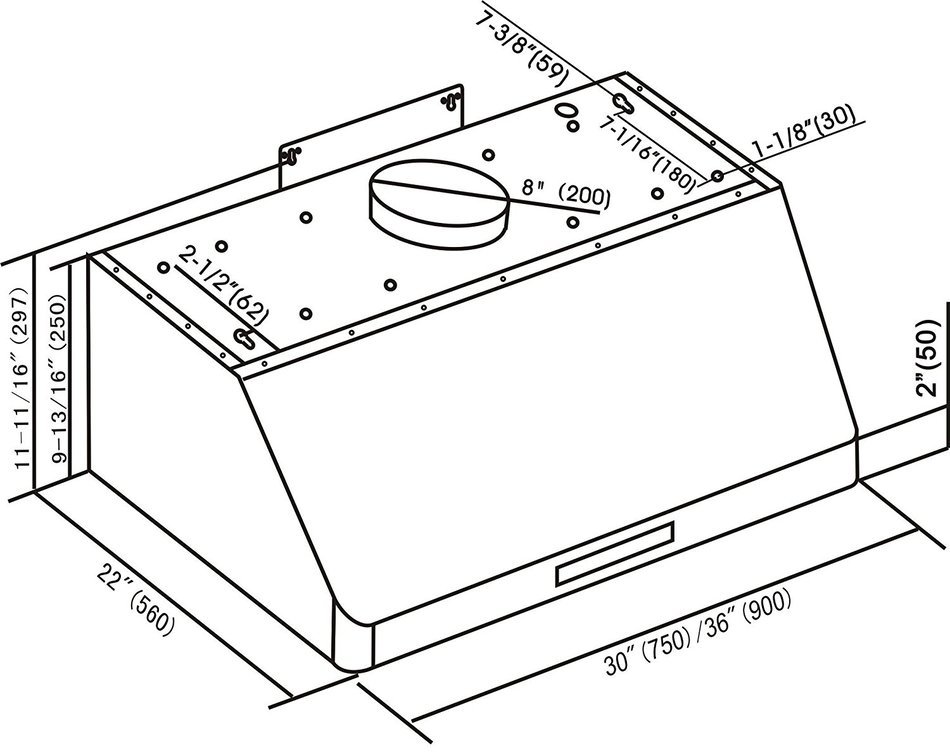 CAVALIERE 36" Under Cabinet / Wall Mounted Stainless Steel Kitchen Range Hood w/Remote Control 900 CFM AP238-PS15-36 N3