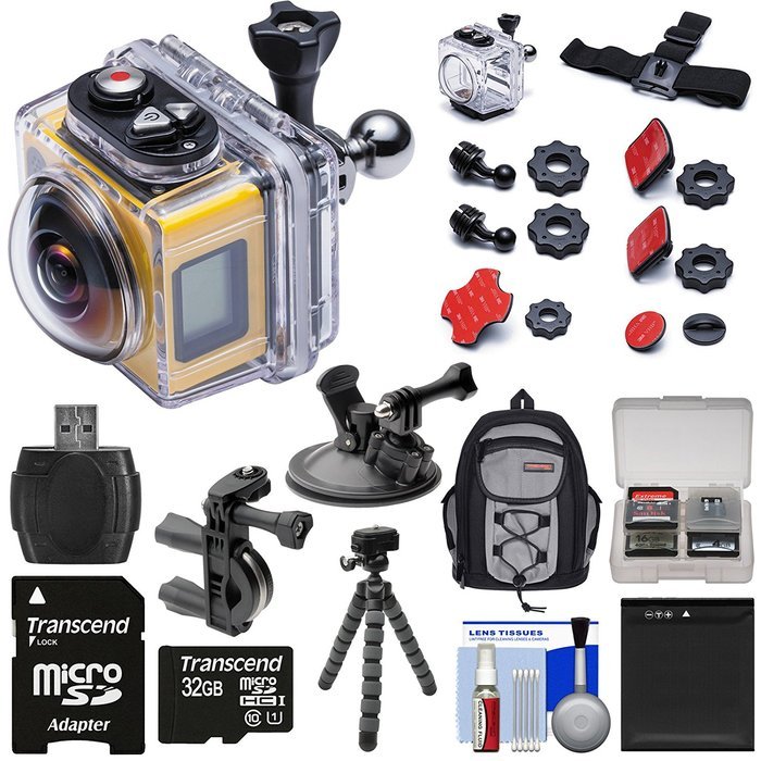 Kodak PixPro SP360 Wi-Fi HD Video Action Camera Camcorder - Aqua Sport Pack + Bike & Suction Cup Mounts + 32GB...