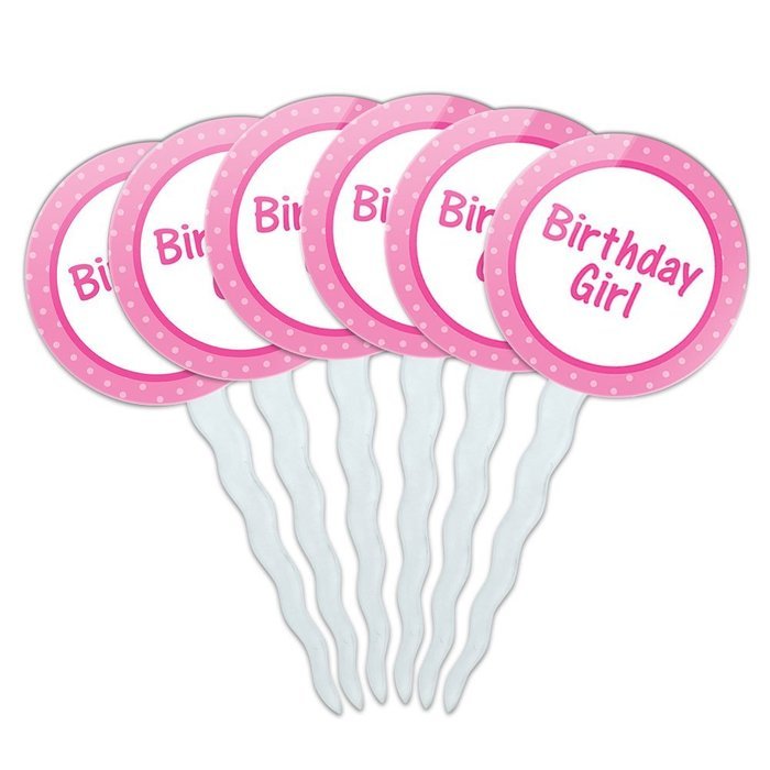 Set of 6 Cupcake Picks Toppers Decoration Birthday Party - Over the Hill Birthday Black Yellow N19