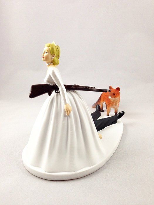 Funny Hunting Wedding Cake Topper - Fox Hunting Groom Hunted By Bride N4