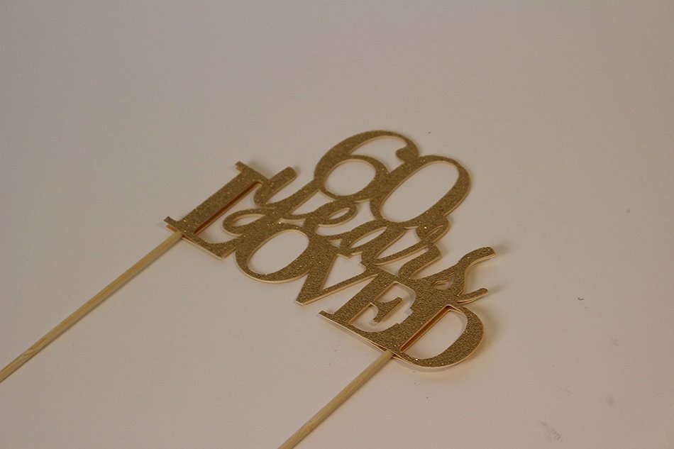 All About Details Gold 60-Years-Loved Cake Topper N3