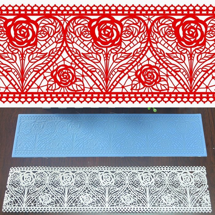 Art Nouveau SLM017 Hearts And Roses Silicone Lace Cake Mat Edible Sugar Mould