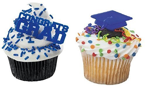 Graduation - Congrats Grad Combo Blue Cupcake Picks Set of 12