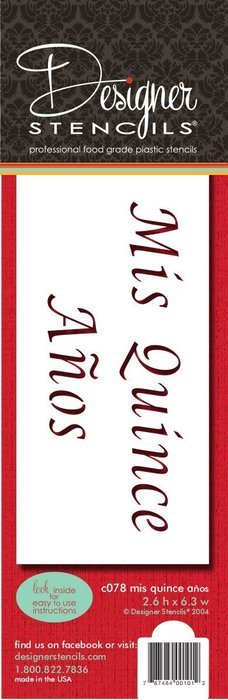 Designer Stencils C078 Mis Quince Anos Stencil Cake Top, Beige/semi-transparent N2