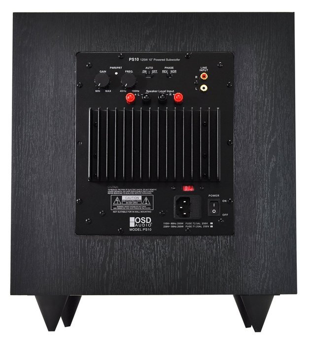 OSD Audio PS10 10-inch High Powered 120-Watt Premium Home Theatre Subwoofer, Black N3