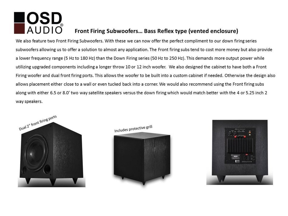 OSD Audio PS10 10-inch High Powered 120-Watt Premium Home Theatre Subwoofer, Black N4
