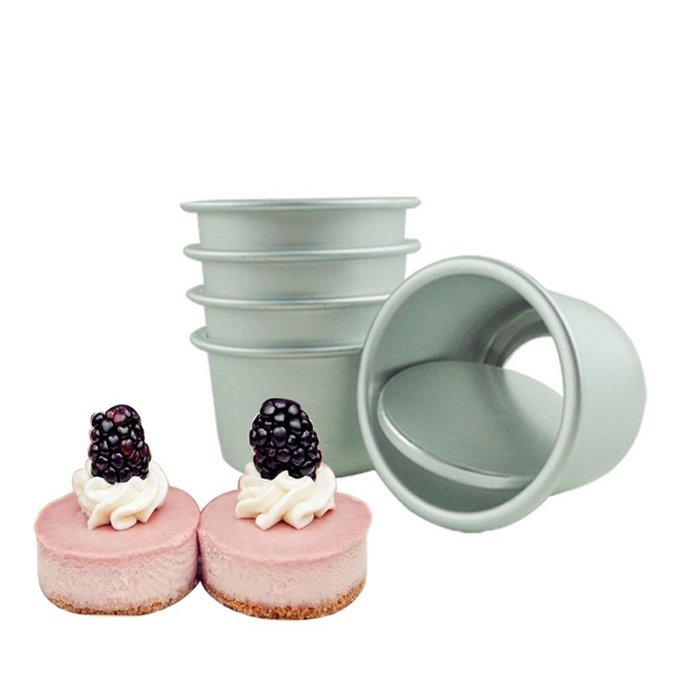 Dealglad&reg; 5pcs New 2 Inch Anodized Aluminum Round Cupcake Pan Chiffon Cake Pudding Mold Baking Mould with Removable... N8