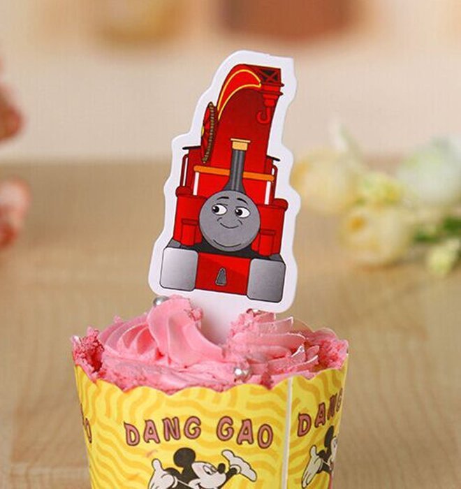 Yunko 60 Pcs Thomas and Friends Fun Cupcake Decorative Toppers Cupcake Decorating Tools N5