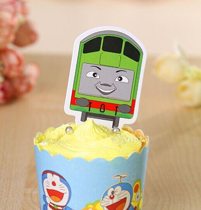 Yunko 60 Pcs Thomas and Friends Fun Cupcake Decorative Toppers Cupcake Decorating Tools N6