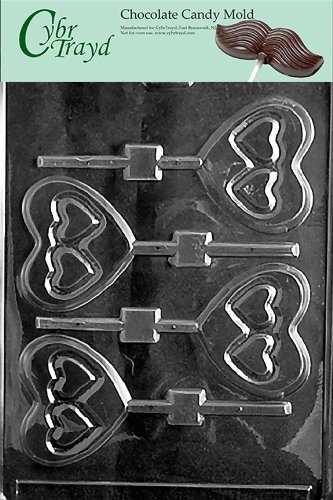Cybrtrayd V031 Double Heart Lolly Valentine Chocolate Candy Mold