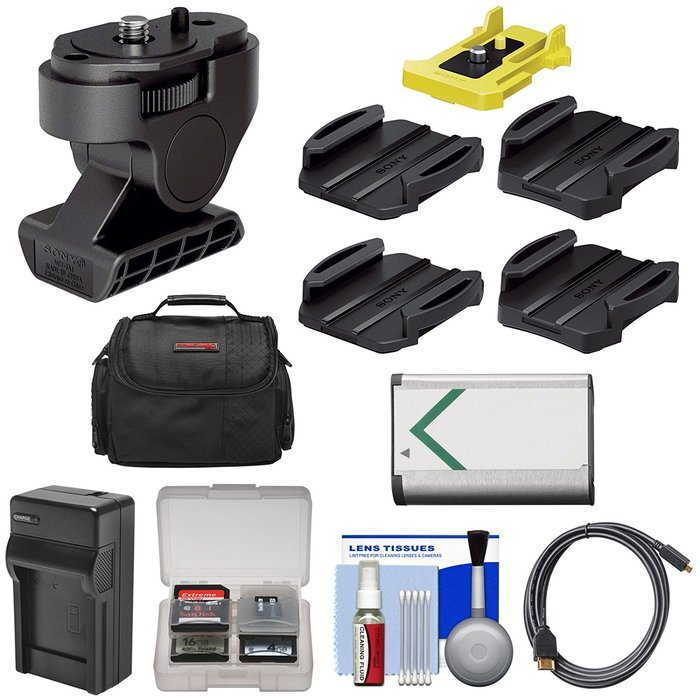 Sony VCT-TA1 Action Cam Tilt Camcorder Mount Adapter & VCT-AM1 Adhesive Pack with NP-BX1 Battery + Charger + Case... N2