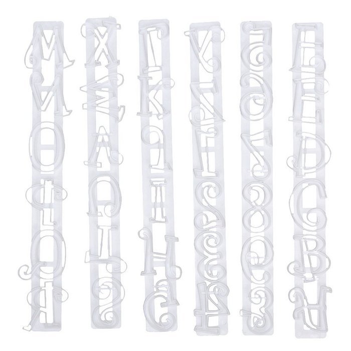 Whitelotous 6pcs Alphabet Number Letter Cake Decorating Mold Fondant Icing Cutter Mould Set N2