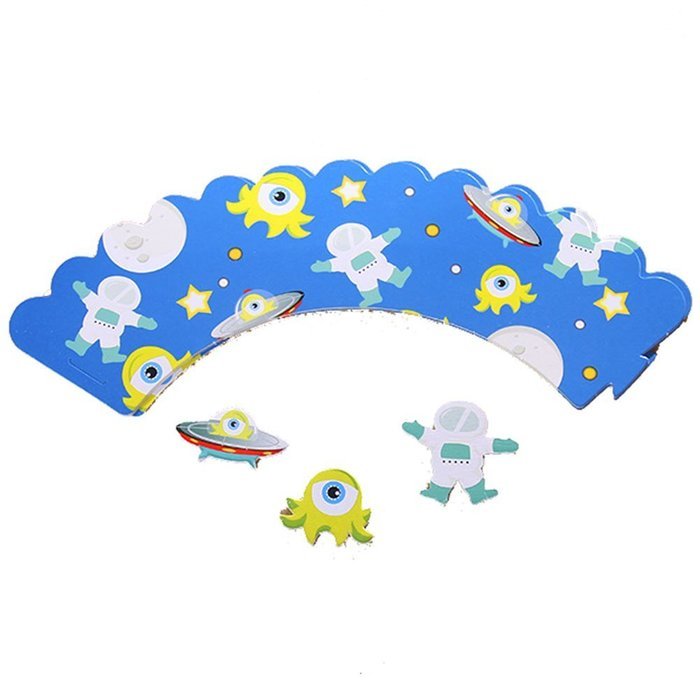 BETOP HOUSE Space Series Astronaut Alien UFO Cake Cupcake Topper Wrapper Kit for Birthday Party N4