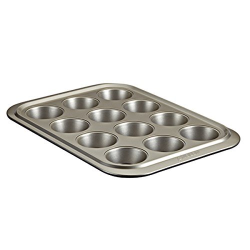Anolon 59816 Nonstick Bakeware 12-Cup Muffin Pan, Onyx/Pewter