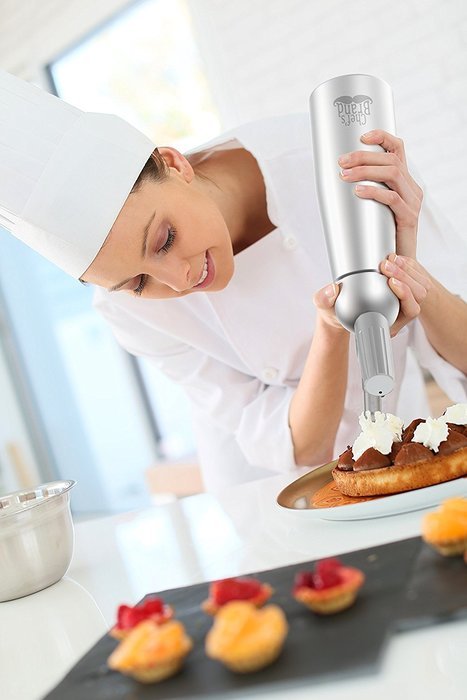 Chef Quality Whipped Cream Dispenser / Cream Whipper, 1 Pint | with 3 Stainless Steel Decorating Nozzles | by... N2