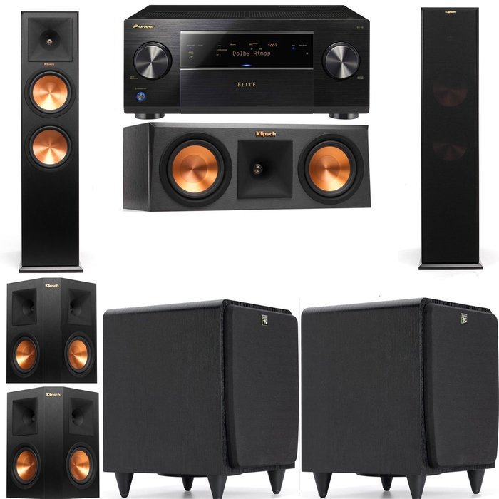 Klipsch RP-280F Tower Speakers-RP-250C-SDS12 -5.2-Pioneer Elite SC-85