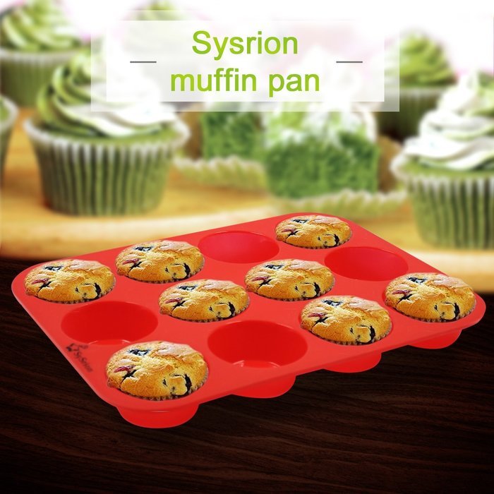 Silicone Mini Muffin Pans, SySrion 24 Cup Premium Cupcakes Pan Shapes, Non-stick, BPA-free Food Grade Silicon... N15
