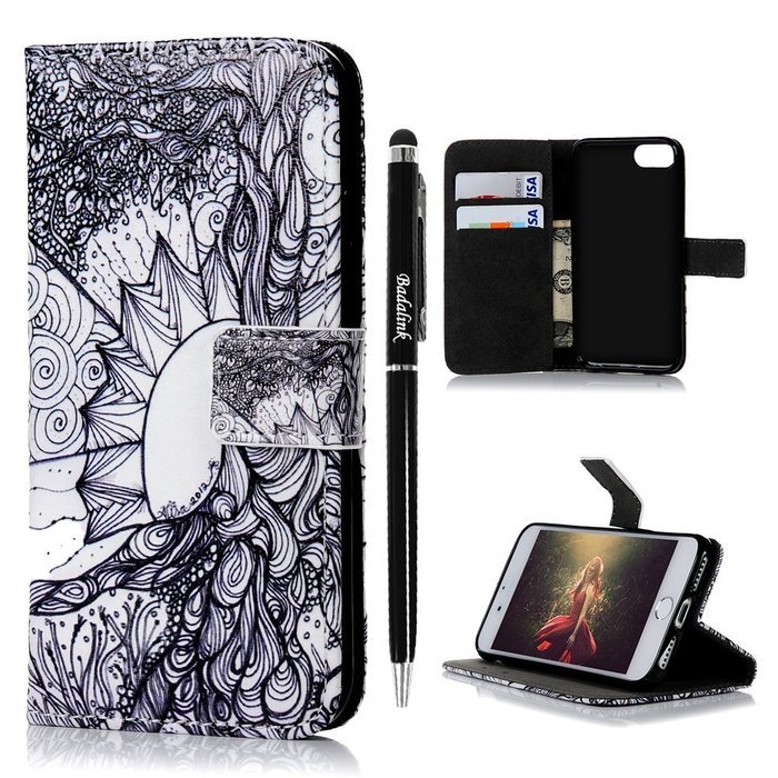 iPhone 7 Case (4.7 inch) - Wallet Folio Flip Premuim PU Leather Case Colorful Print Design with Stand Magnetic... N133