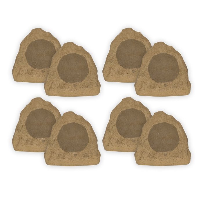 Theater Solutions 8R6S Outdoor Sandstone 6.5" Rock 8 Speaker Set for Deck Pool Spa Yard Garden