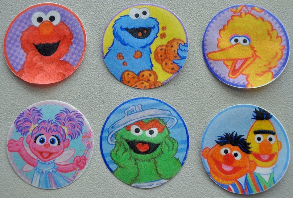 Sesame Street Edible Wafer Cupcake / Cookie Toppers Licensed by Decopac ~ Pre Cut 2 1/2" Round BUY TWO GET THIRD...