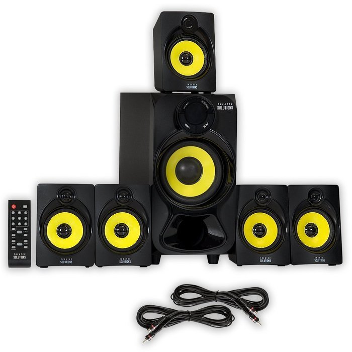 Theater Solutions TS518 Bluetooth Home Theater 5.1 Speaker System with FM Tuner and 2 Extension Cables N2