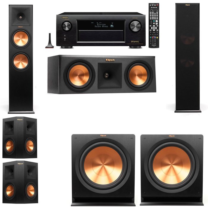 Klipsch RP-280F Tower Speakers-RP-250C-5.2-Denon AVR-X4100W