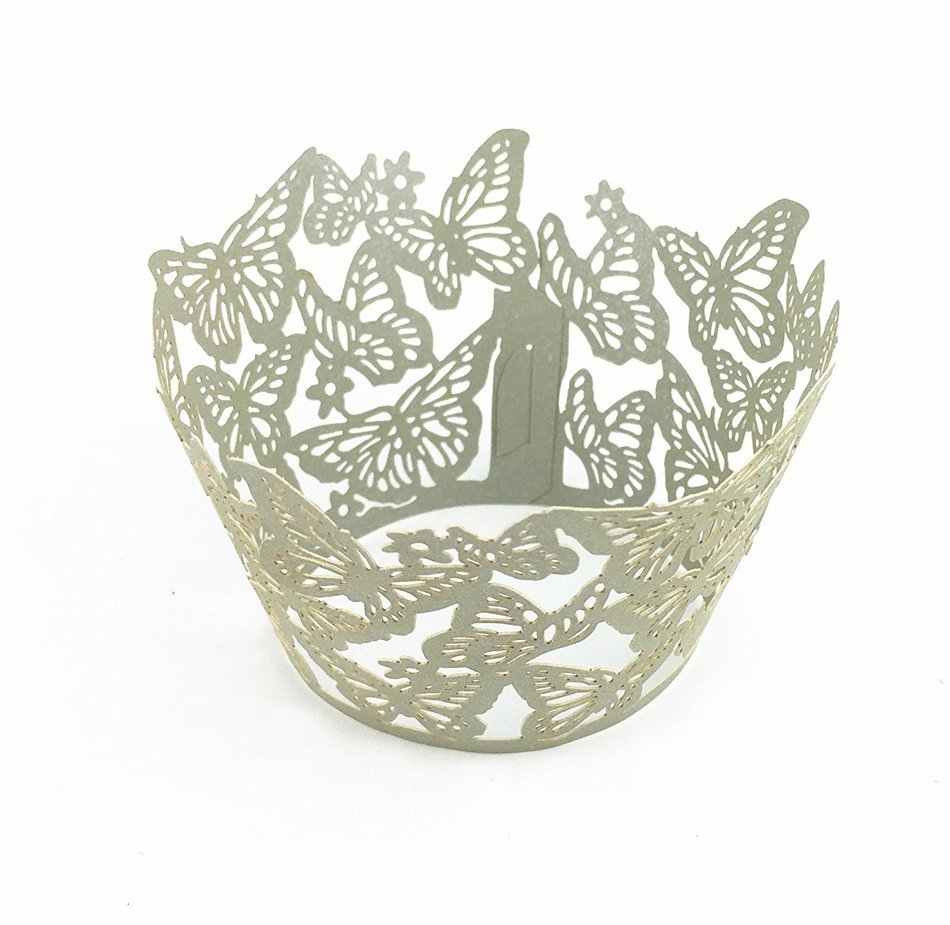 Yansanido 12 set pink Filigree Artistic Bake Little Vine Lace Laser Cut Cupcake Wrapper Cup Muffin Case Trays... N69