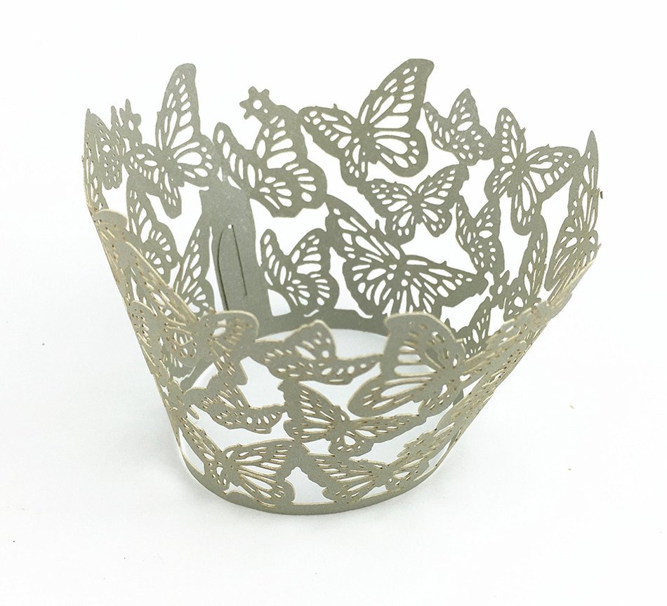 Yansanido 12 set pink Filigree Artistic Bake Little Vine Lace Laser Cut Cupcake Wrapper Cup Muffin Case Trays... N70
