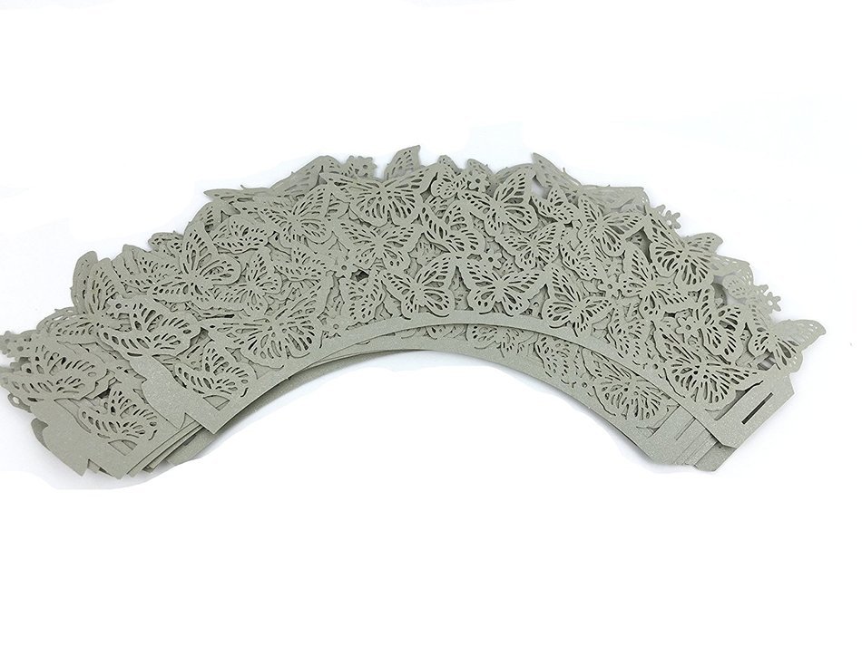 Yansanido 12 set pink Filigree Artistic Bake Little Vine Lace Laser Cut Cupcake Wrapper Cup Muffin Case Trays... N71