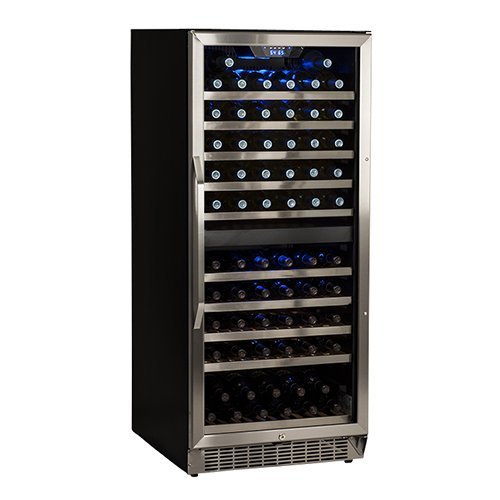 EdgeStar 110 Bottle Built-In Dual Zone Wine Cooler - Stainless Steel and Black N2