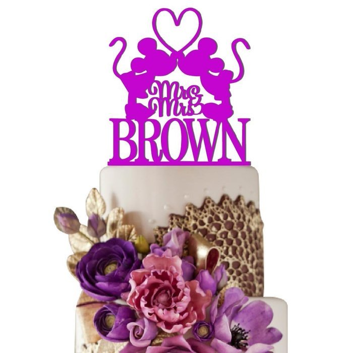 Sugar Yeti Made In USA Personalized Wedding Cake Topper Mrs Minnie Heart Mr Mickey #1 Black N6