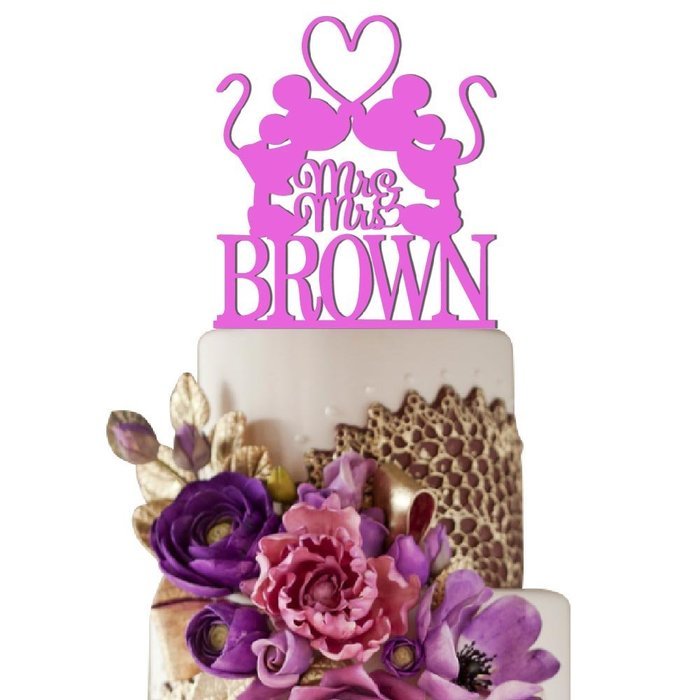 Sugar Yeti Made In USA Personalized Wedding Cake Topper Mrs Minnie Heart Mr Mickey #1 Black N7
