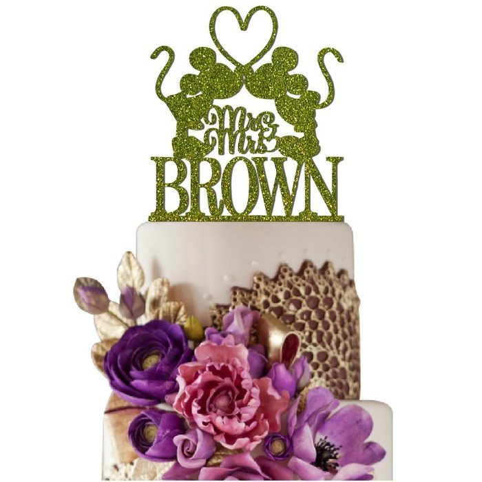Sugar Yeti Made In USA Personalized Wedding Cake Topper Mrs Minnie Heart Mr Mickey #1 Black N9