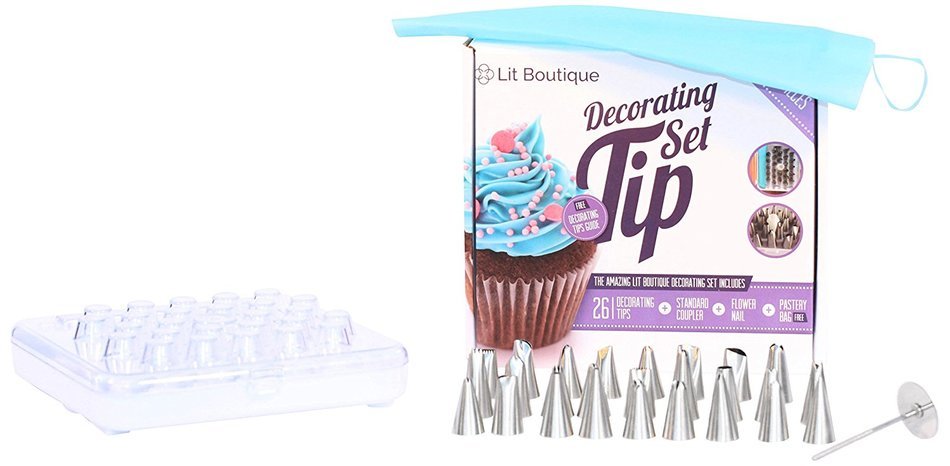 30 Piece Cake Decorating baking tools set- 26 Stainless Steel tips in Storage Case-Flower nail- ONLY KIT with... N6