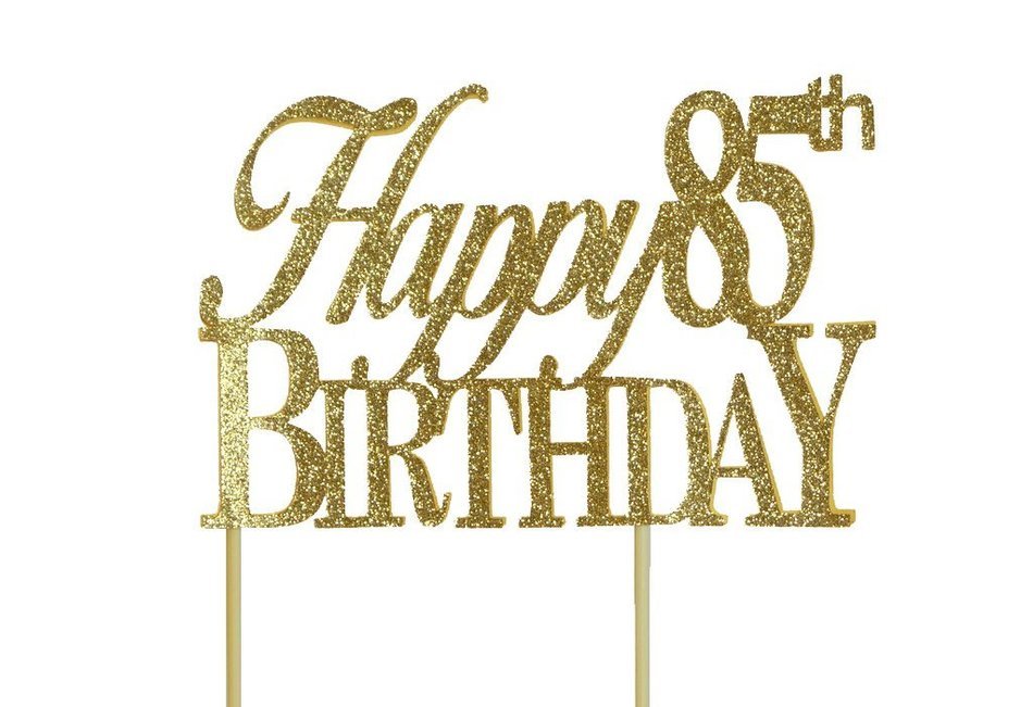 All About Details Gold Happy-85th-birthday Cake Topper