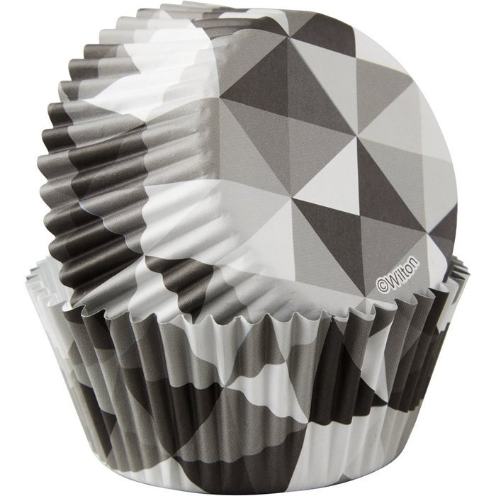 Wilton 415-5170 36 Count Geometric Cupcake Liners, Black & White N2