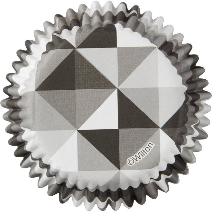 Wilton 415-5170 36 Count Geometric Cupcake Liners, Black & White N3