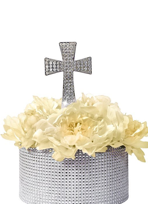 Unik Occasions Crystal Rhinestone Cake Topper - Silver Cross