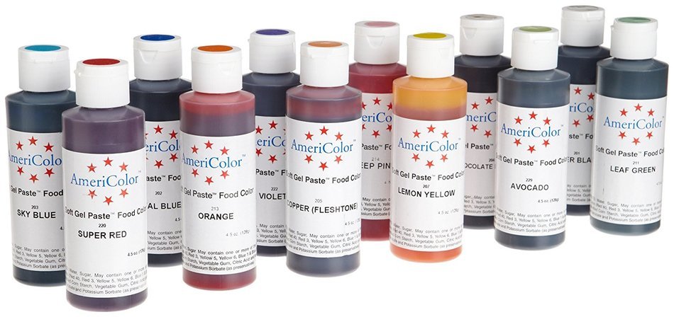 AmeriColor Set of 12 Soft Gel Paste Food Color 4.5 Ounce Bottles