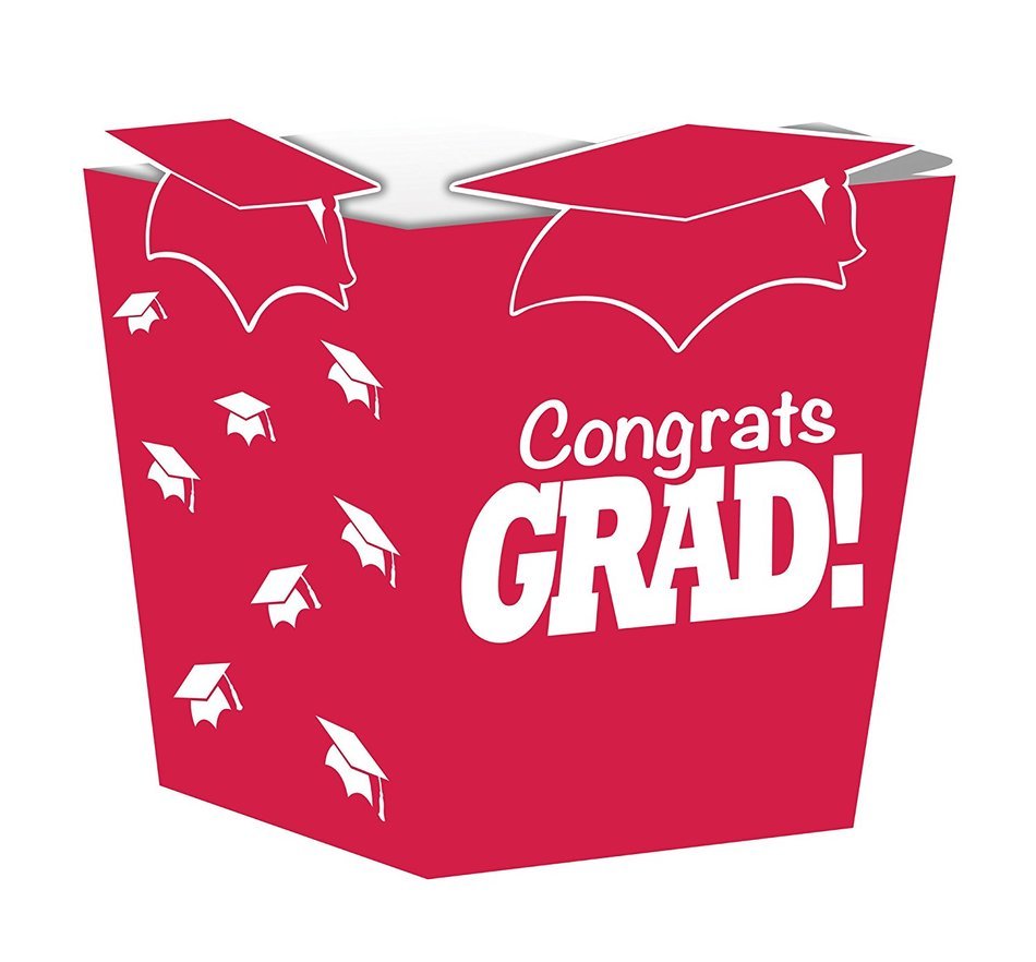 Creative Converting 4 Count Grad Shaped Treat Boxes, Red