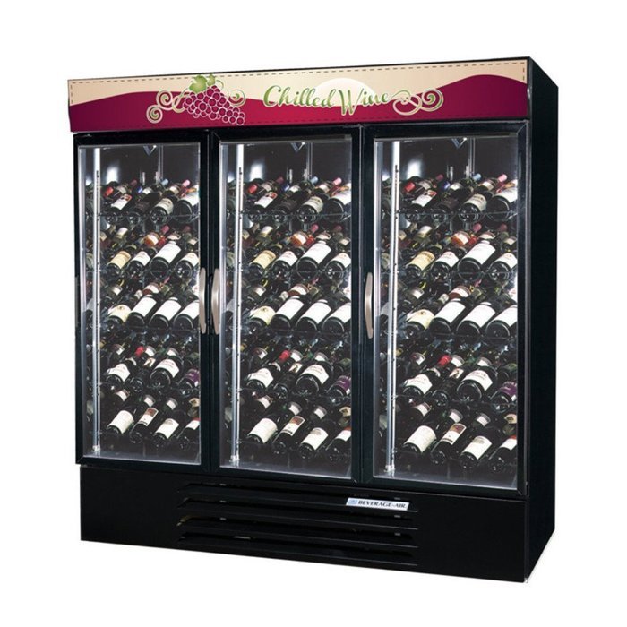 Beverage-Air MMRR72-1-B-LED MarketMax 75" Three Section Dual Temperature Glass Door Reach-In Wine Merchandiser...
